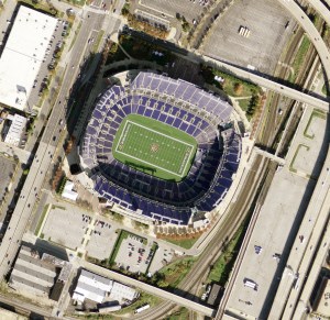 Mosaiced images of M&T Bank Stadium, Baltimore, MD.